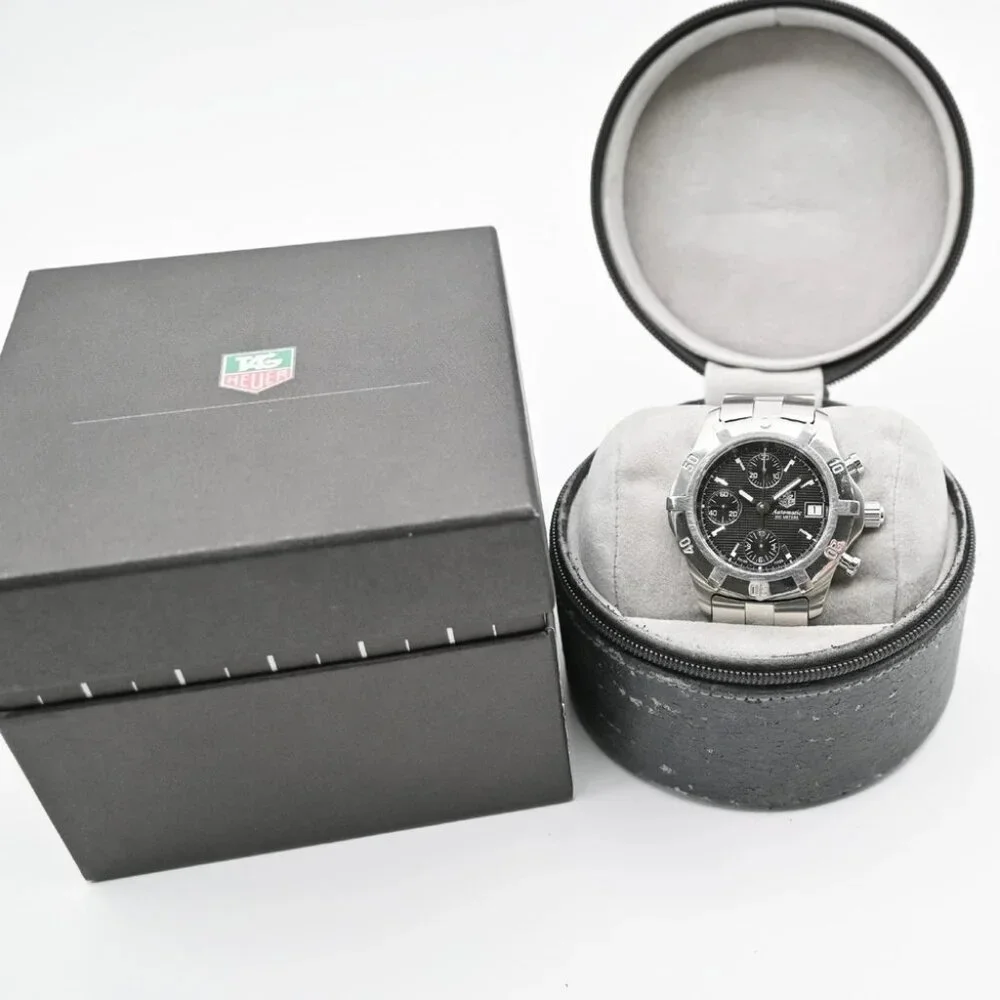 TAG HEUER Aquaracer Date Watch 41mm CN2111 Chronograph AT Black Dial SS 58LC594